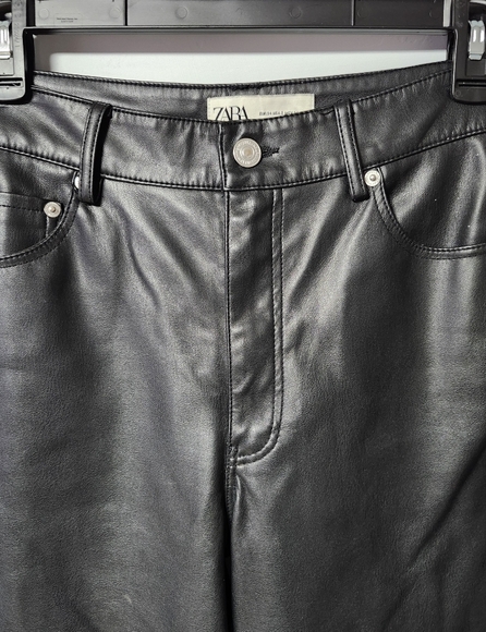 NWOT Zara Black Leather Pants 2 S - Picture 2 of 5